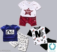 Kids Clothing  Set - 0-6 Months,  Top Fabric: Cotton Polyster, Bottom Fabric Cotton, Pack of 3